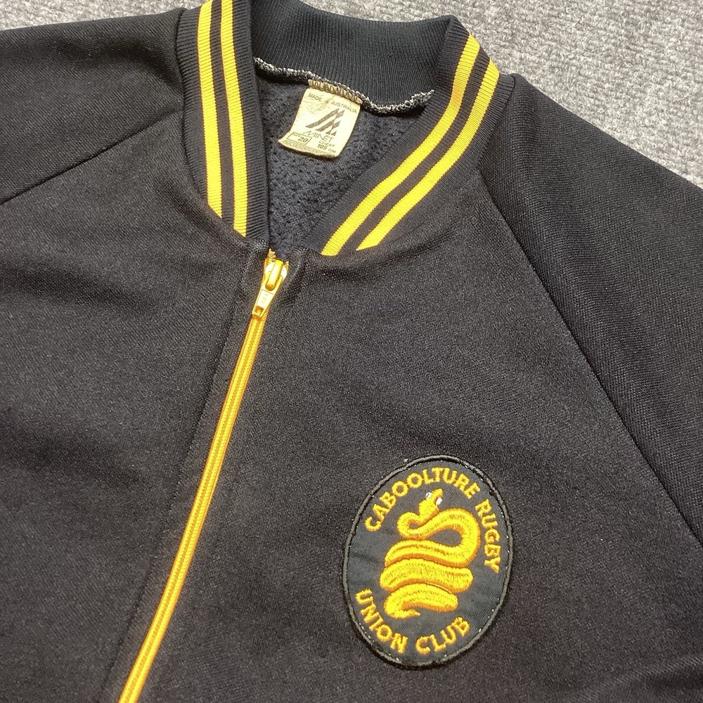 Vintage Minet Caboolture Rugby Union Club Jacket Australia Men L XL Black Gold